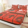 thumbnail image 4 of Erosebridal Football Bed Sheets Set,Sports Sheet Set Twin,Rugby Sheets for Rugby Fan,Ball Patchwork Flat Fitted Sheet with 1 Pillowcase for Bedroom(Cleveland), 4 of 6