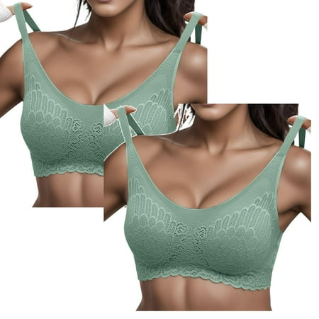 2 Pack Woman Lace Thin Underwear Tan Bra Female Transparent Bras For Thin Bra Women Lace Lingerie Womens Bras Comfortable plus Size Bralette For Ladies Women Sports Bras Sports Bras