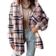 thumbnail image 1 of Chaqueta de Franela con Capucha y Cuadros para Mujer, Abrigo Grueso de Invierno para Mantener el , Chaqueta de Forro Cálida y Suave con Botones Rosa XL, 1 of 10