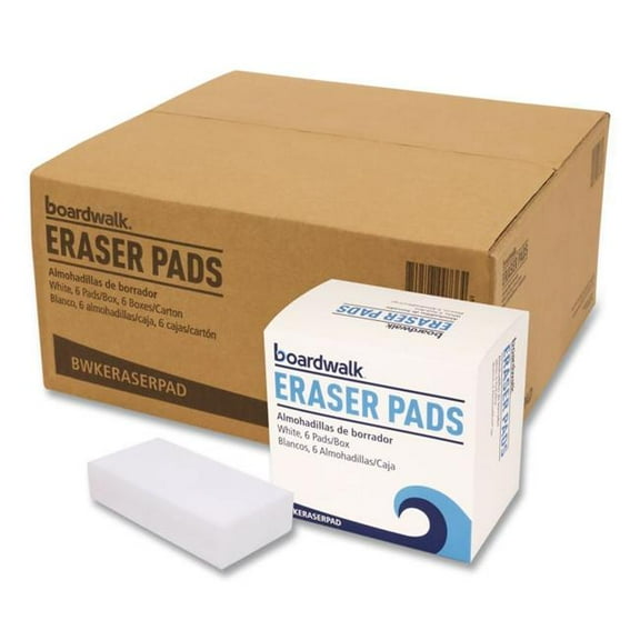Boardwalk BWKERASERPAD Sponge Eraser Pads, 2.5 x 4.5 x 1 in. Thick, White - Pack of 6