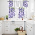 thumbnail image 3 of Purple Floral Kitchen Curtains Valances and Tiers Set of 3 Watercolor Purple Wisteria Leaf Tier Curtains and Valance with Rod Pocket for Small Windows, 27.5"x24", 3 of 9