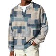 thumbnail image 2 of Nokdvo Waffle Shirts for Men Long Sleeve Lightweight Plaid 1/4 Button Up Henley Casual Sweatshirt Fall Winter Quilted Knit Solid Color Loose Pullover Tops,Beige 2XL, 2 of 6