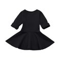 thumbnail image 4 of JUMEYU Baby Girls Ruffled Flannel Long Sleeve Medium Length Solid Color Casual Dress 9 12 Months (Black,9-12 Months), 4 of 7