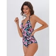 thumbnail image 5 of LIORA Women’s Halter One Piece Swimsuits V Neck Bathing Suit Ruched Tummy Control Swimwear, 5 of 7