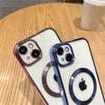 thumbnail image 2 of Compatible with iPhone 12 Mini Magnetic Clear Case,Luxury Plating Bling Transparent Shockproof MagSafe Case with Full Camera Lens Protector for iPhone 12 Mini Women Girl Men-Blue, 2 of 14