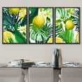 thumbnail image 3 of wall26 - 3 Piece Framed Canvas Wall Art - Vector - Seamless Pattern of Lemon, Flowers and Tropical Leaves on a White Background. - Modern Home Art Stretched and Framed Ready to Hang - 24"x36&quo, 3 of 5