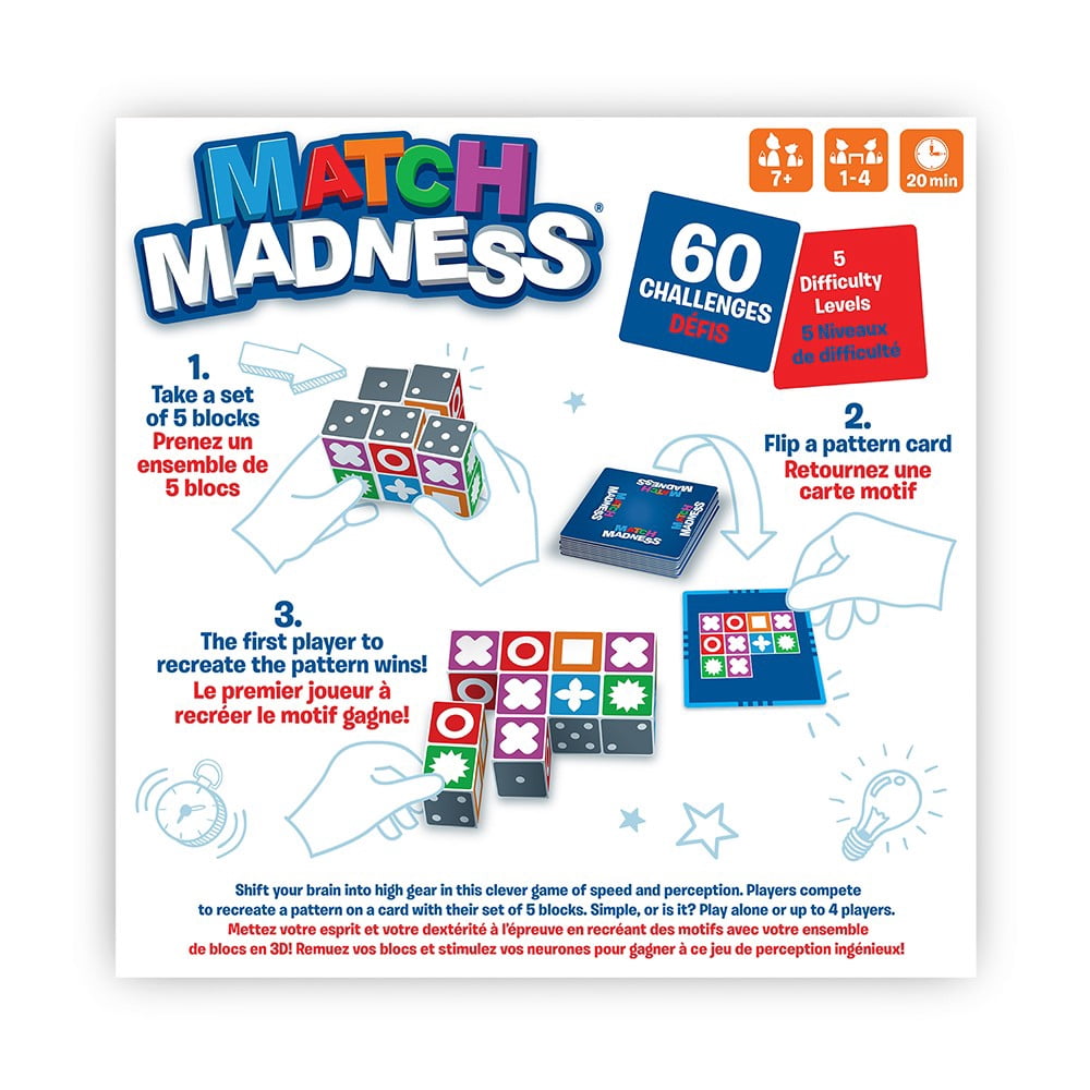 FoxMind Match Madness Board Game, Visual Recognition Matching Board Game, Family Puzzle to Develop Kids Problem Solving Skills