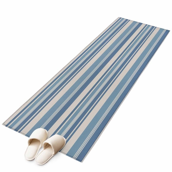 Runner Rugs 2x6 Ft, Blue Striped Non Slip Area Rugs for Kitchen Bedroom Entryway, Farmhouse Vintage Stripe Washable Carpet Runner Rug Floor Mats for Bedroom Home Decor