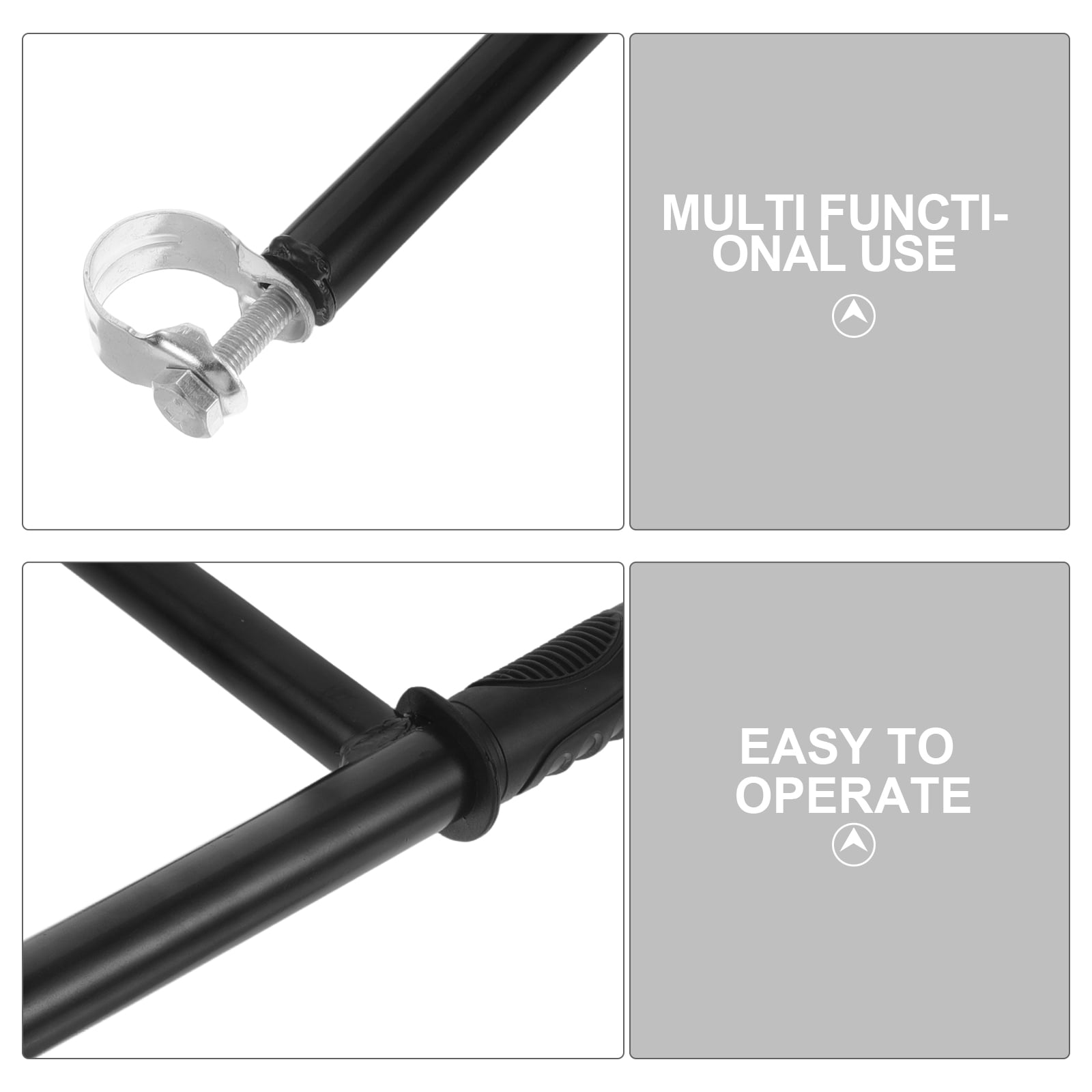 WHAMVOX Stroller Handle Extender 1Set Black Cylindrical Stainless Steel Comfortable Pushing Parents Outings