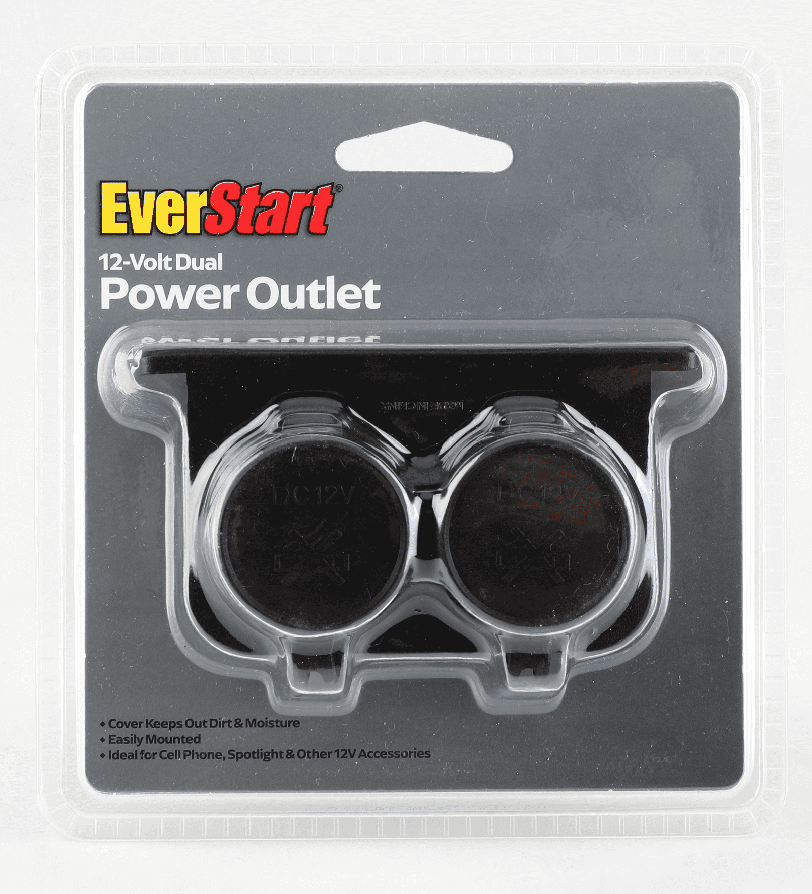 EverStart Auto Auxiliary Dual 12 Volt Power Outlet, Cigarette Lighter Socket Adapter Black