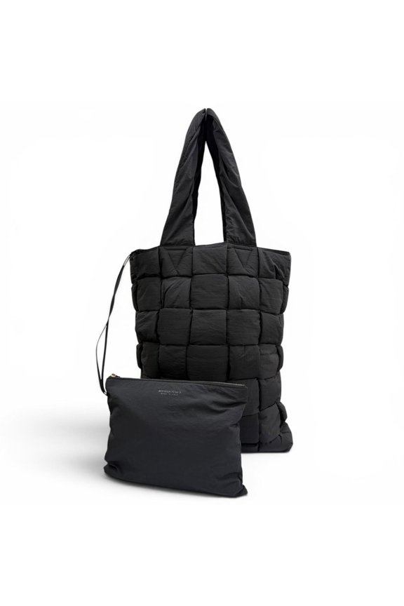 Pre-Owned BOTTEGA VENETA 628958 Padded Tech Maxi Intrecciato Nylon Tote Bag with Pouch, Black,...