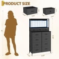 thumbnail image 1 of Commode Intelligente avec 11 Tiroirs en Tissu, Station de Recharge Intégrée avec Chargeur Sans Fil et Éclairage DEL RVB, Armoire de Rangement Industrielle Anti-Basculement pour Chambre, Gris Foncé Blanc Noir Brun, 1 of 8