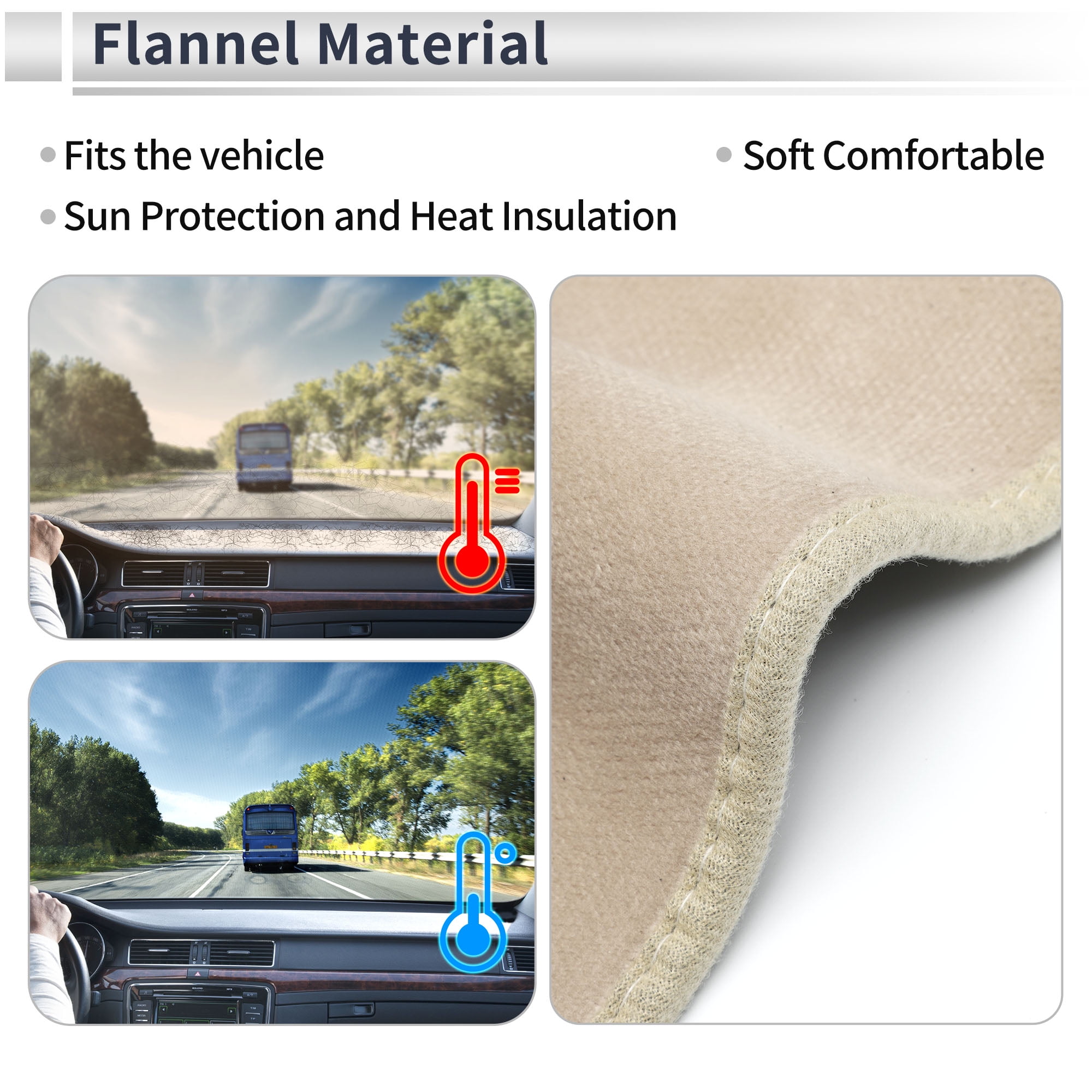 Dashboard Cover Anti-Slip/Anti Dust Dash Cover Mat Carpet for TOYOTA RAV4 XA50 2020-2024 Flannel Beige