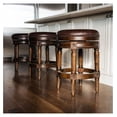 thumbnail image 4 of Drevy Pullman Wooden Kitchen Bar Height Stool 30" with 360 Degrees Swivel, Dark Walnut Finish and Brown PU Leather, Nail Head Trim Design, 4 of 8