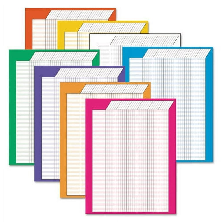Jumbo Vertical Incentive Chart Pack, 22 x 28, Vertical Orientation, Assorted Colors with Assorted Borders, 8/Pack Jumbo Vertical Incentive Chart Pack, 22 x 28, Vertical Orientation, Assorted Colors with Assorted Borders, 8/Pack