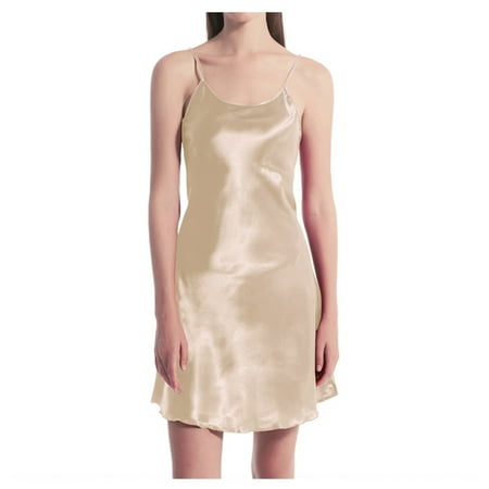 Ploknplq Dresses for Women 2023 Midi Dress Women Lingerie One-Piece Long Dress Sling O-Neck Inner Lap Chemise Nightdress Womens Dresses