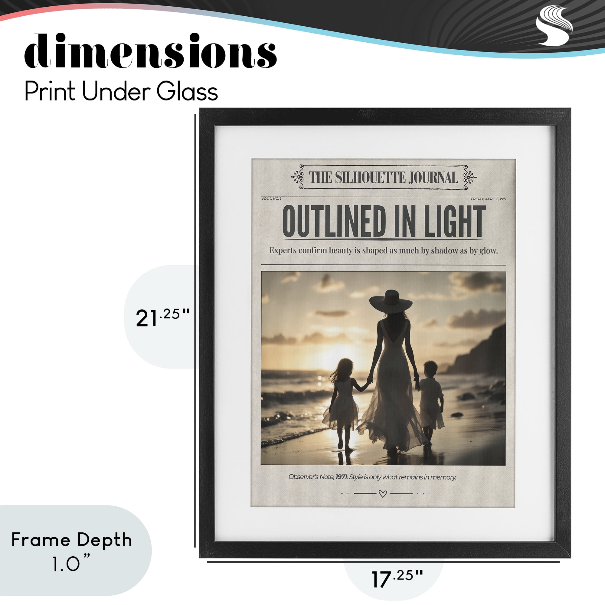 Stupell Industries Outlined In Light Newspaper Black Framed Print Under Glass, design by A Barefoot Stylist