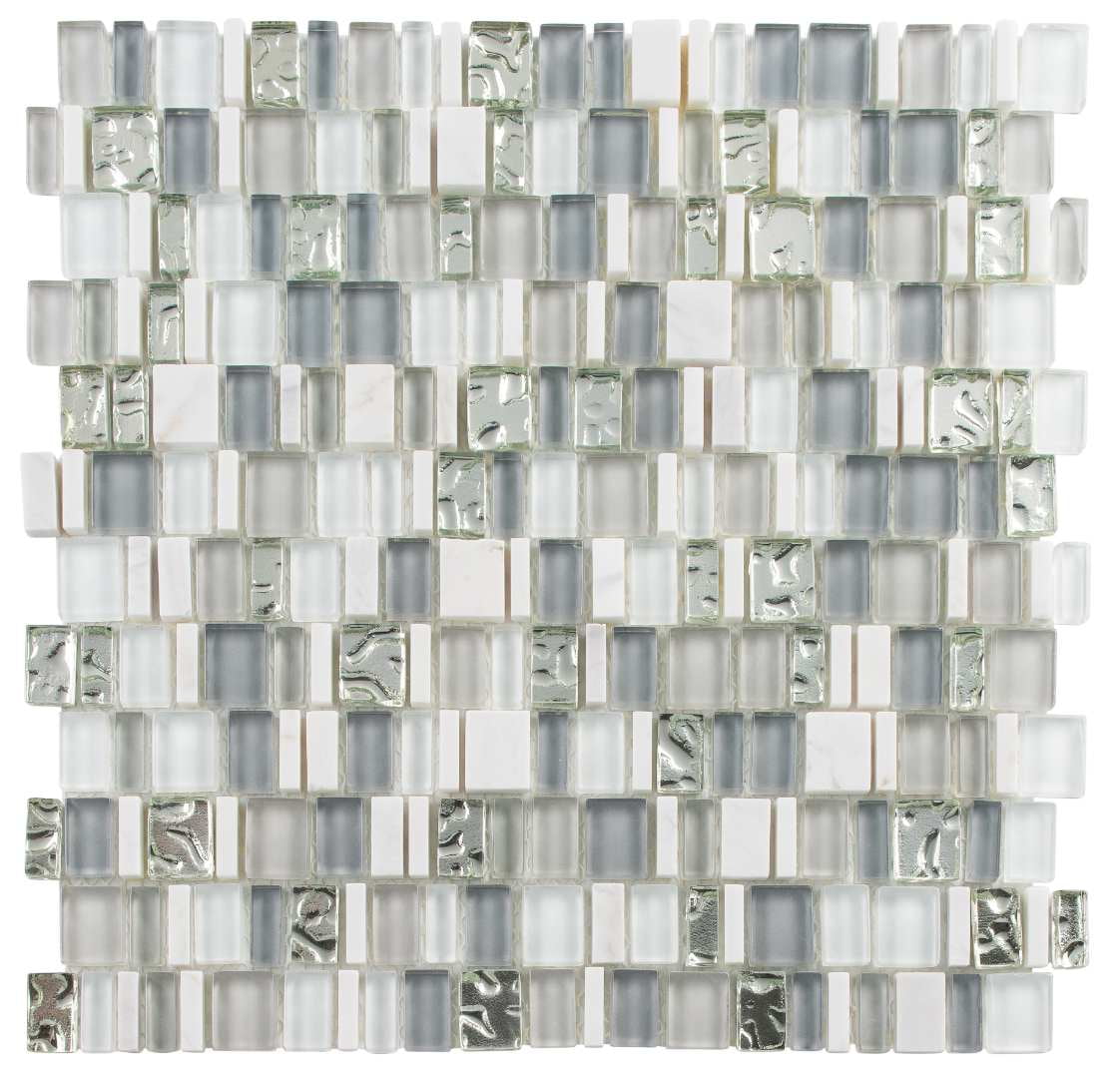 Quest Arctic Blue Stone and Glass Mosaic Tile