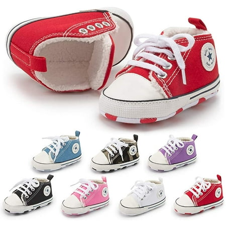 

QWZNDZGR Baby Boys Girls Sneakers Toddler Dress Shoes Soft Rubber Sole Infant Moccasins Newborn Oxford First Walker Crib Shoes