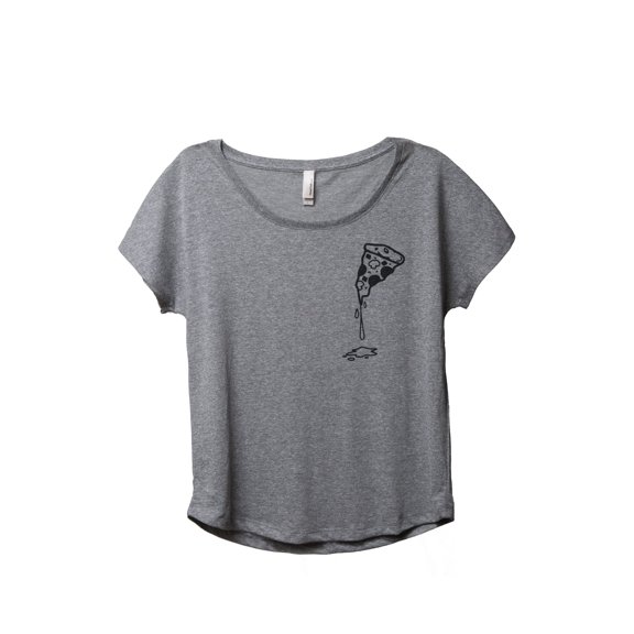 Gooey Pizza Slice Women's Fashion Slouchy Dolman T-Shirt Tee Heather Grey Small