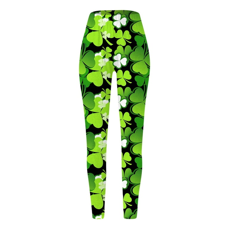EHRWE High Waisted Day Leggings for Women Shamrock