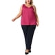 thumbnail image 2 of Camisetas sin mangas de satén de seda para mujer de tallas grandes Agnes Orinda, blusas casuales de cuello en V, camisetas básicas de verano 1X color rojo rosa, 2 of 6