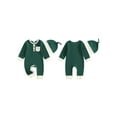 thumbnail image 2 of BemeyourBBs Baby Boy Fall Romper Contrast Ribbed Long Sleeve Jumpsuit Hat, 2 of 9