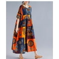 thumbnail image 4 of Womens Half Sleeve Summer Oversized Dresses Print Maxi Baggy Dress Patchwork Dress GA2620 Orange, 4 of 5
