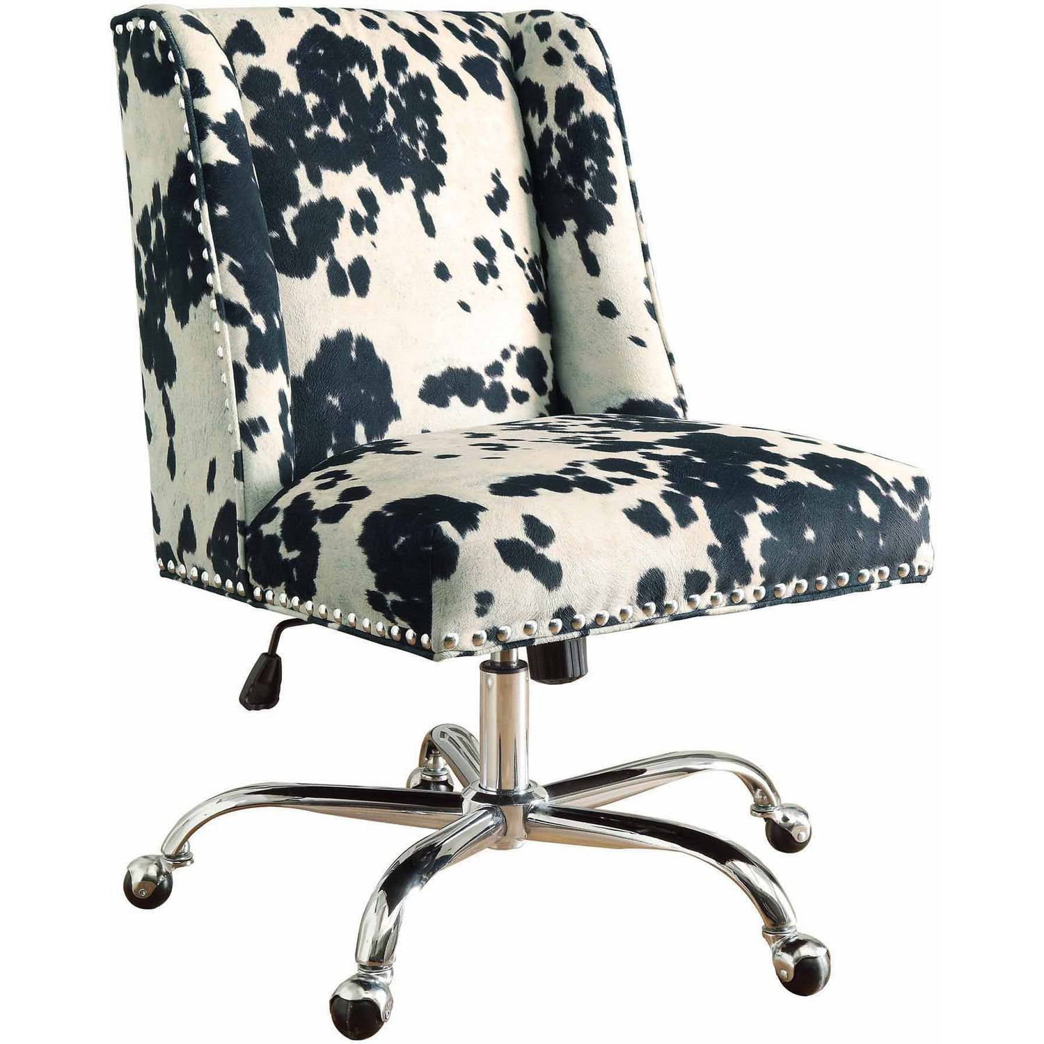 Linon Draper Office Chair Cowhide Print Multiple Colors Base