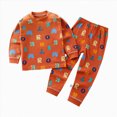thumbnail image 4 of TOWED22 Toddler Baby Girl Boy Winter Clothes Outfits 2 Piece Long Sleeve Letter Print Sweatshirt and Elastic Pants Casual Clothing Set(Coffee,3-4 Y), 4 of 4