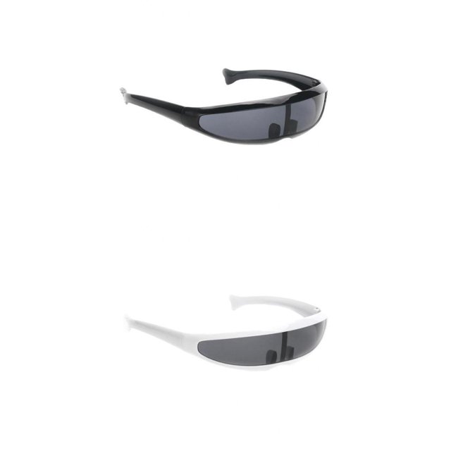 2x Futuristische Linsenvisier-Sonnenbrille, Weißer Schwarzer Rahmen Mit Macarena Gafas de sol