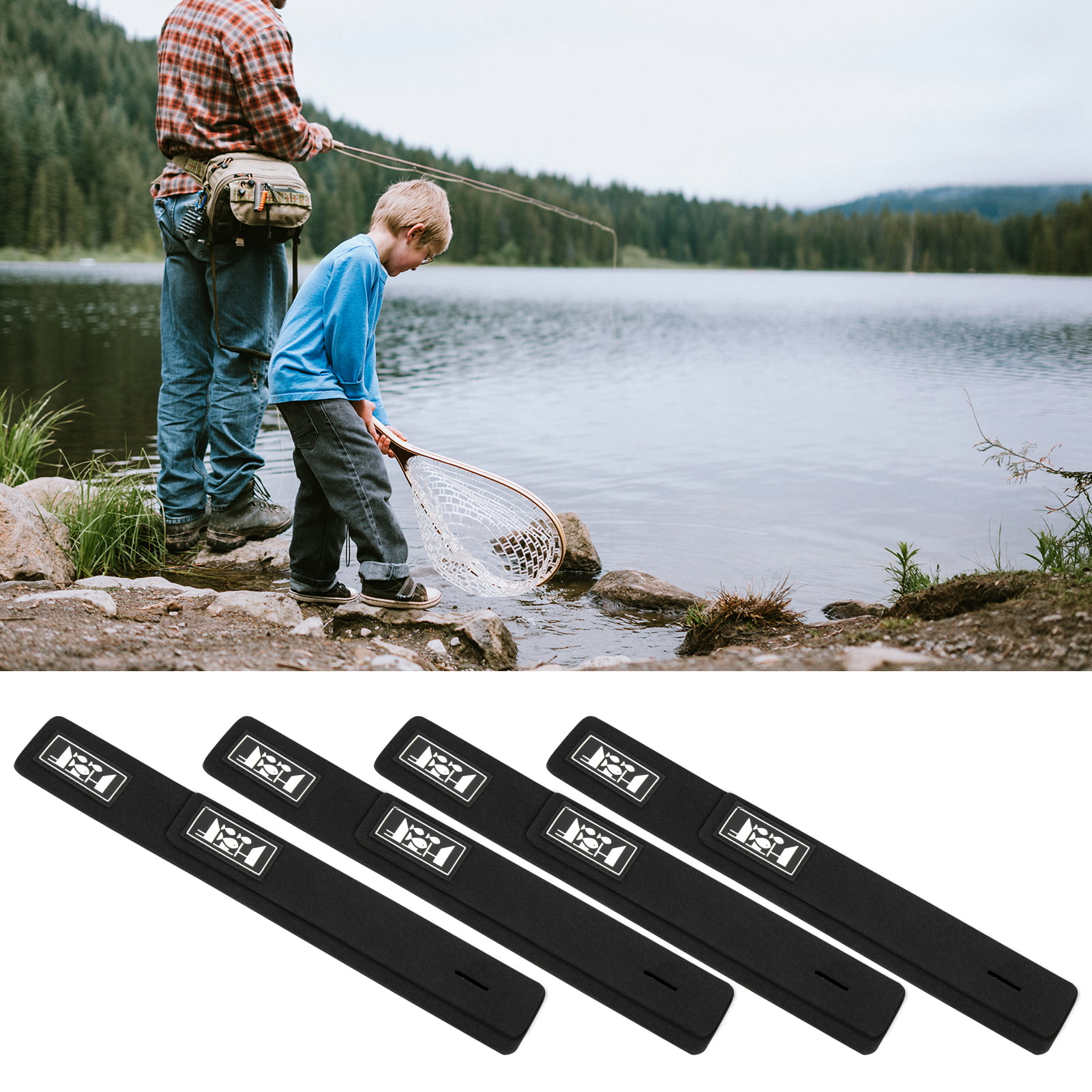 Fayisomia 4Pcs Fishing Tool Rod Bandage Belt Fish Hook Elastic Wrapping Tape Pole Bracket Accessory for Fishing in The Ocean Boats Rivers Lakes Pond Streams