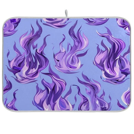 

Dish Drying Mat Multi-functional Absorbent Kitchen Drying Mat Foldable Drying Mat for Kitchen Drainer Rack 18 x24 Purple Flames