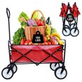 thumbnail image 4 of Collapsible Folding Utility Wagon Cart with Wheels for Kids, Collapsible Folding Outdoor Beach Wagon w/adjustable handle, Beach Wagon for Camping, Concerts, Sporting Events, Beach, Red, S10480, 4 of 8