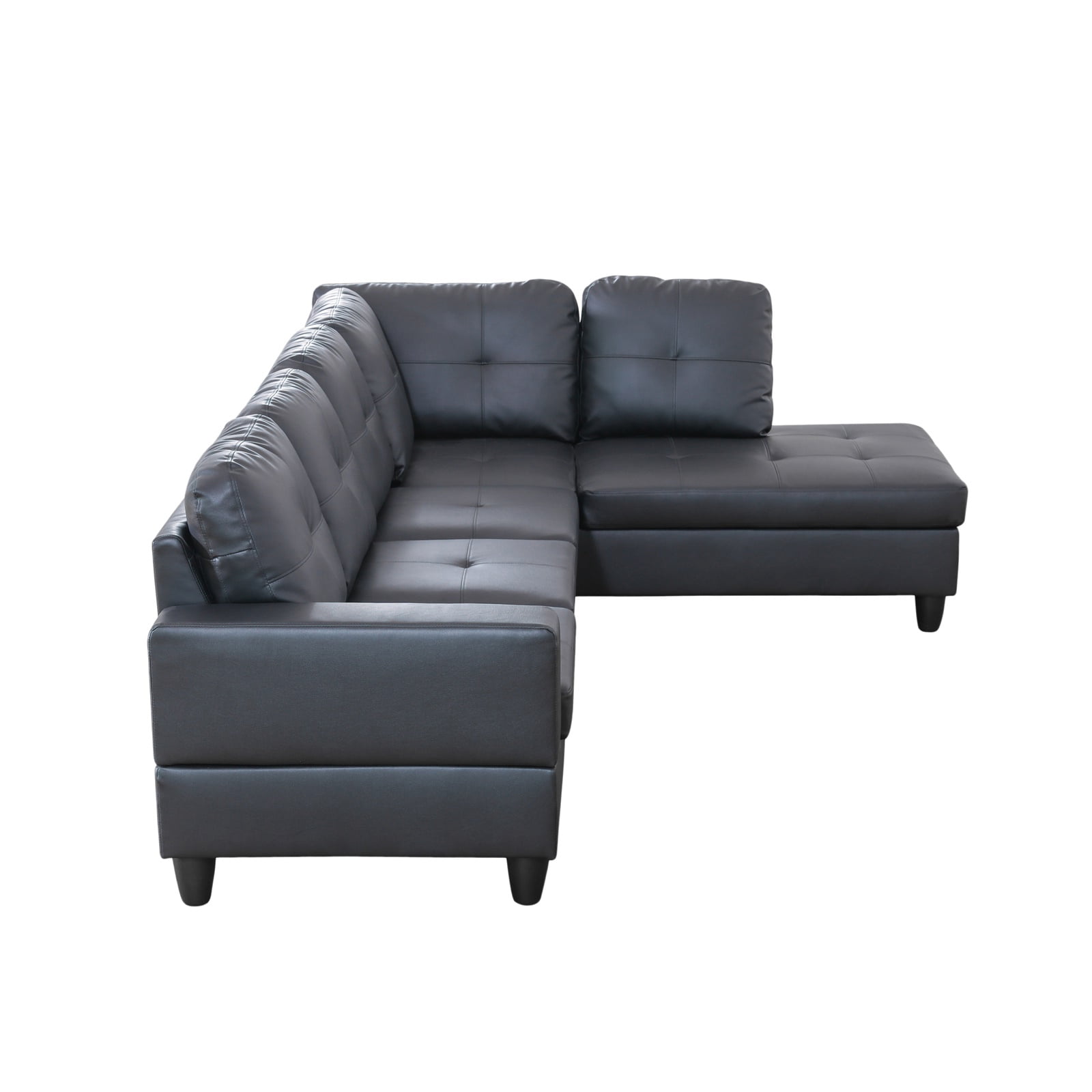 Hommoo 2-Piece Faux Leather Sofa Set, Living Room Furniture Set, L-Shaped Sectional Sofa Couches for Living Room, Black