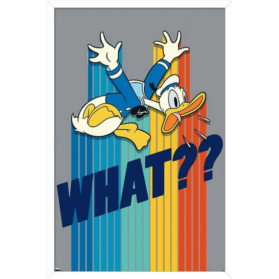Trends International Disney Donald Duck - What Wall Poster 16.5" x 24.25" x .75" White Framed Version