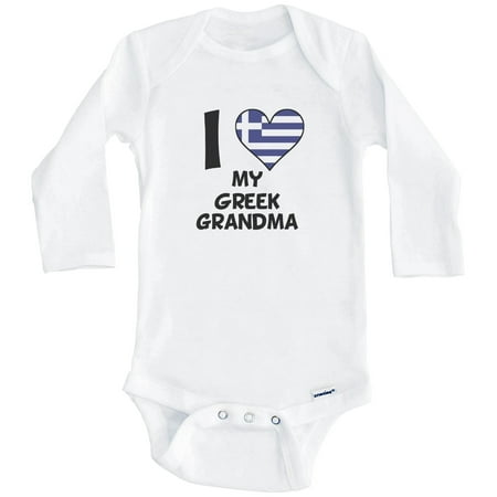 

I Heart My Greek Grandma Greece Flag One Piece Baby Bodysuit (Long Sleeve) 0-3 Months White
