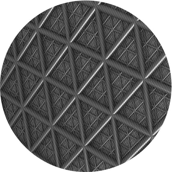 Ahgly Company Indoor Round Patterned Charcoal Black Area Rugs, 3' Round
