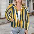 thumbnail image 3 of Jackets for Women Winter Coat Jackets Flannel Stand Collar Jacket(Abstract Wavy Yellow Navy Lines,Size:S-4XL), 3 of 7