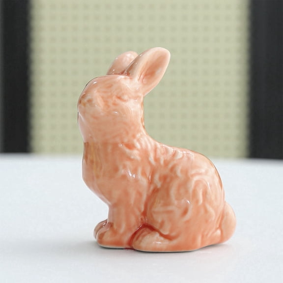 Cute Easter Bunny Ceramic Ornament, White Bunny Shaped Small Tabletop Figurine, Spring Easter Decor for Home Tiered Tray Shelf Mantel Living Room Kitchen Holiday Party Decor