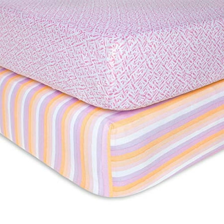 Fitted Crib Sheets 2 Pack Girls Unisex 100 Organic Cotton