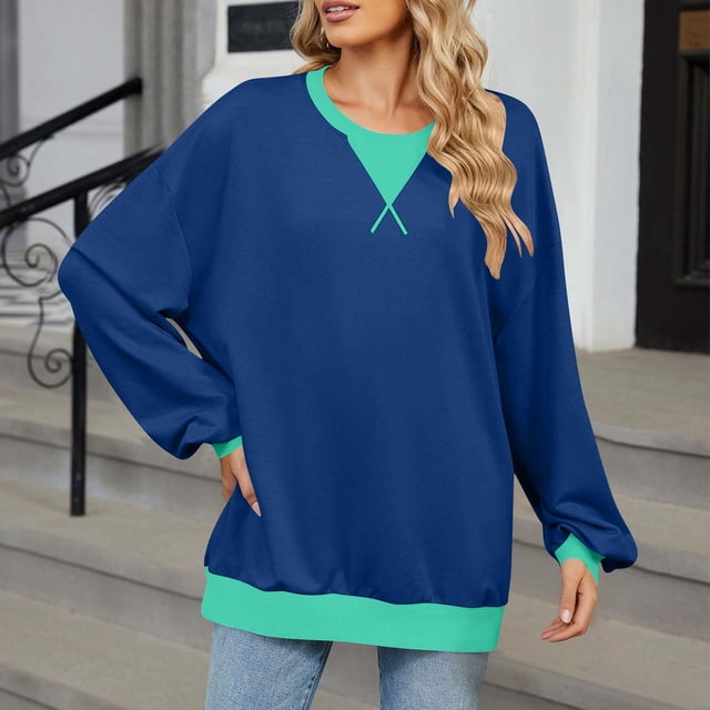 Women's Fashion No-Cap V-Neck Solid Color Long Sleeve Sweatshirt