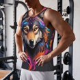 thumbnail image 5 of Pofeuu Colorful Wolf Head Print Men's Workout Tank Tops Sleeveless Muscle Gym Shirt Quick Dry-3X-Large, 5 of 7