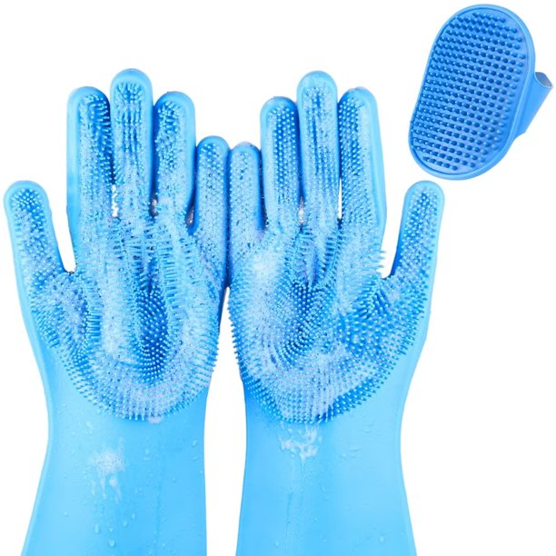 Juego de cepillos de ducha para mascotas IDQQUQQ, 2 piezas, guantes y cepillo de baño