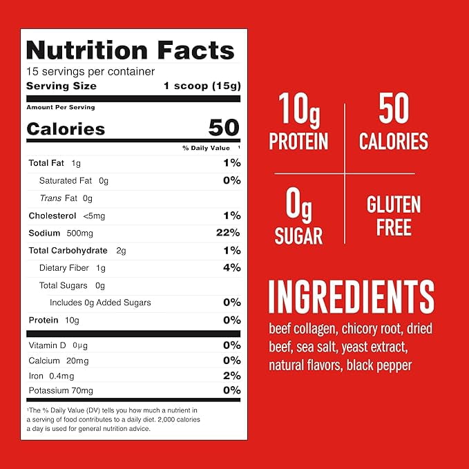 LonoLife Beef Bone Broth Powder Mix | Grass-Fed, 10g Protein | Collagen-Rich, Keto & Paleo Friendly | Natural Ingredients | 8oz Bulk Pouch (15 Servings)