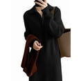 thumbnail image 2 of Women'S Elegant Long Sleeve Lapel Knitted Fall Winter Over-The-Knee Sweater Dress with Zipper Black One size, 2 of 7