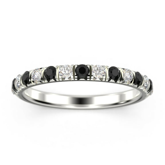 0.75ct Round Diamond Moissanite 10k White Gold Wedding Band