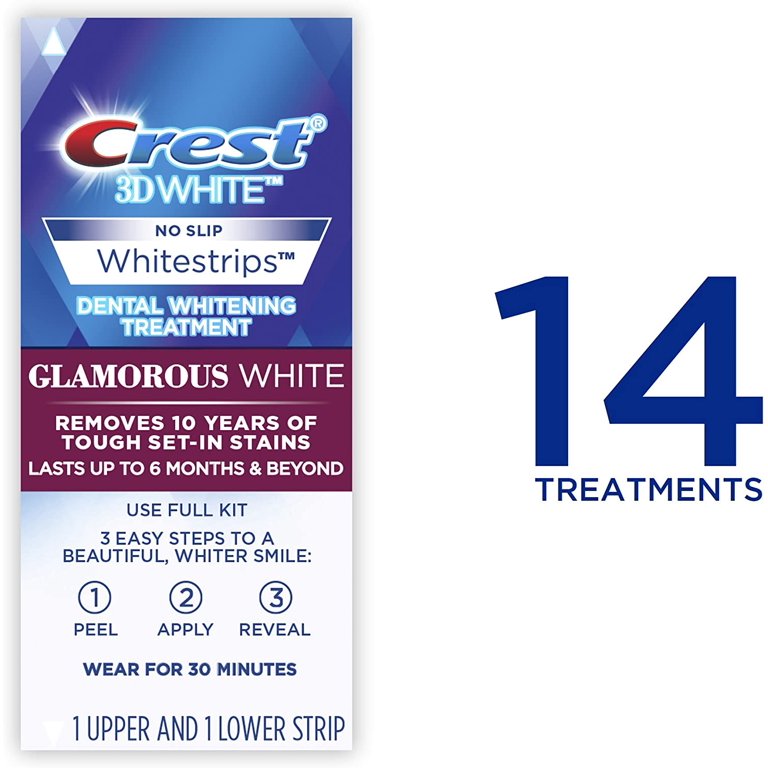 Crest 3D White No Slip Whitestrips Glamorous White - 28 Strips (14 Treatments)