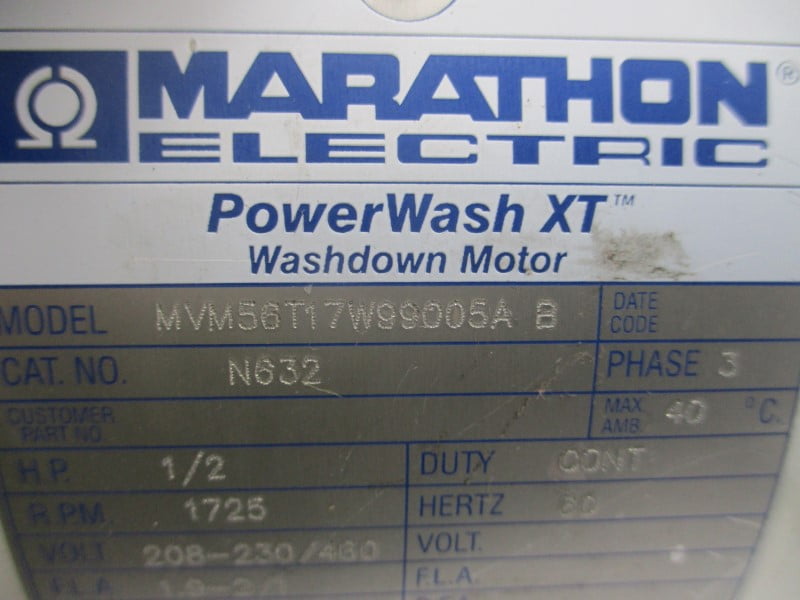 MARATHON ELECTRIC N632 MVM56T17W99005AB 208-230/460V 1.9-2/1A NSMP