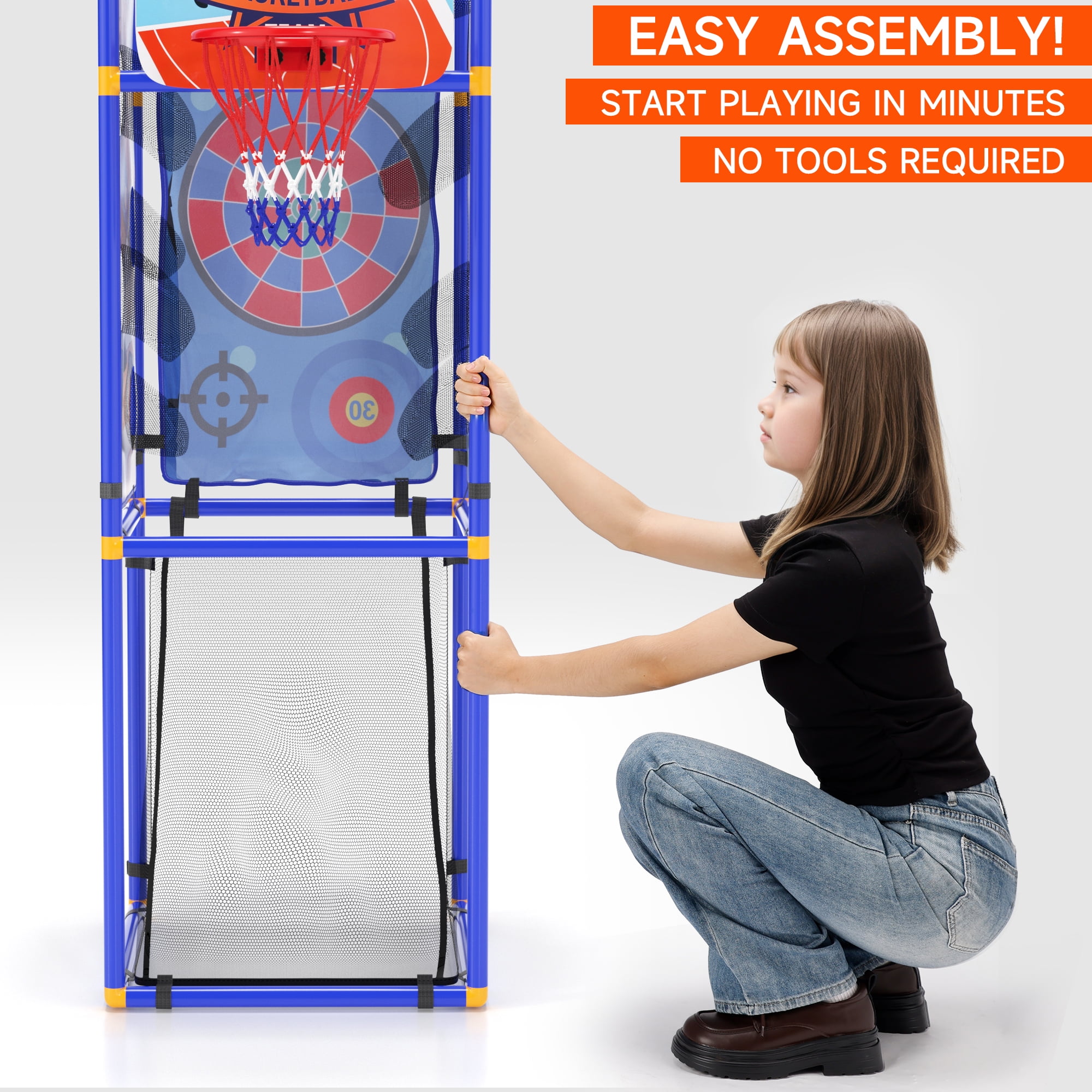 Bruce&Shark 5-in-1 Multi-Sport Toss Game Set, Play Football, Baseball, Basketball, Soccer, and Darts - Lightweight and Portable